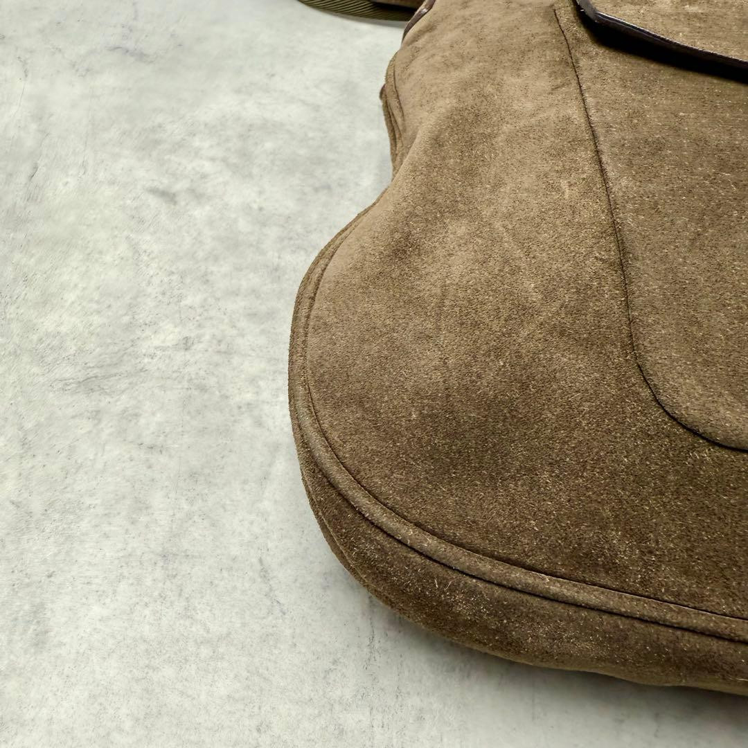 PRADA Shoulder Bag Khaki Brown Suede Women Y2K vintage Handbag Logo embossed JPN thumbnail 7