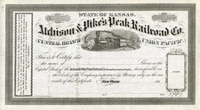 186_ Atchison & Pike's Peak RR Stock Certificate
