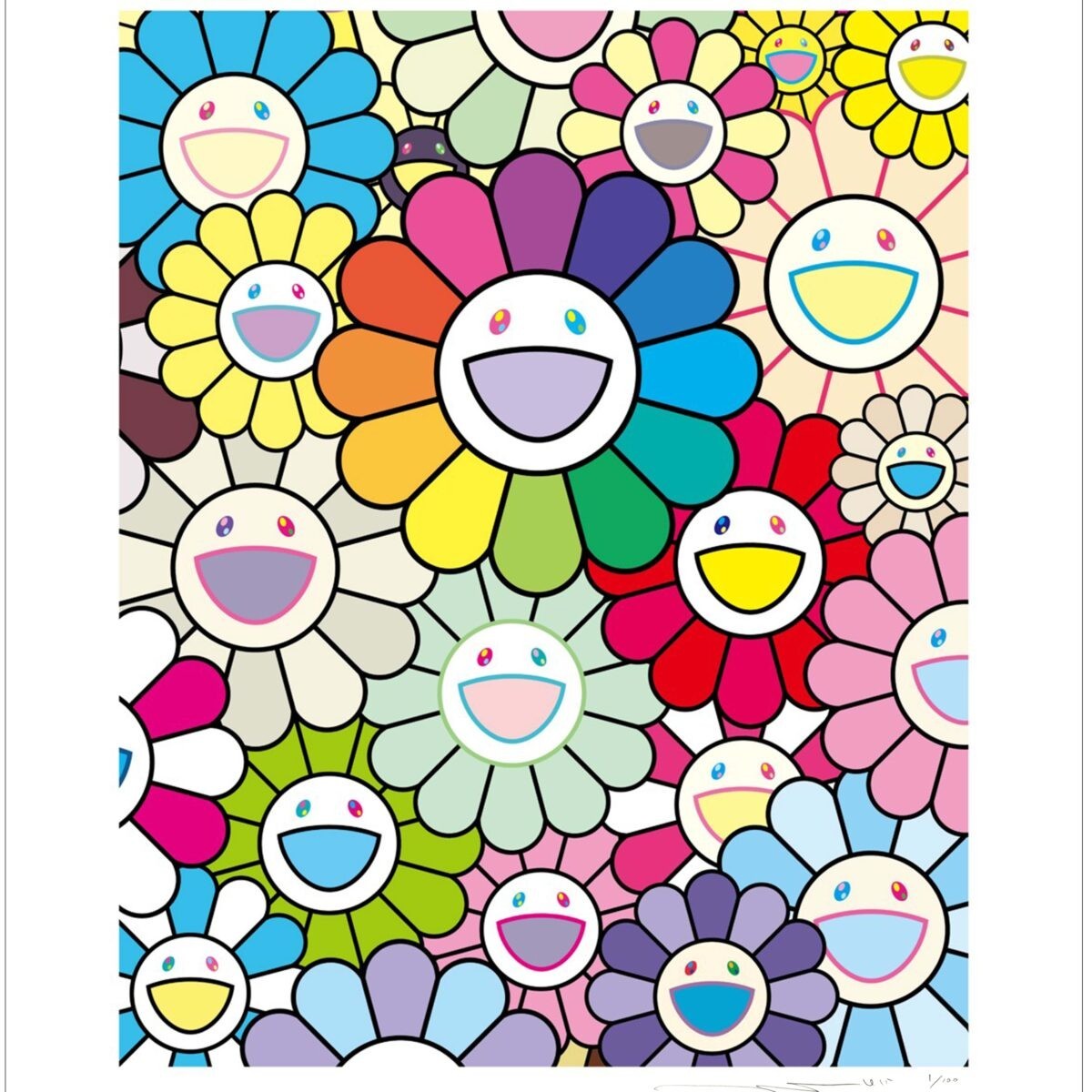 Takashi Murakami Flowers and Prosperity Multicolor Signed