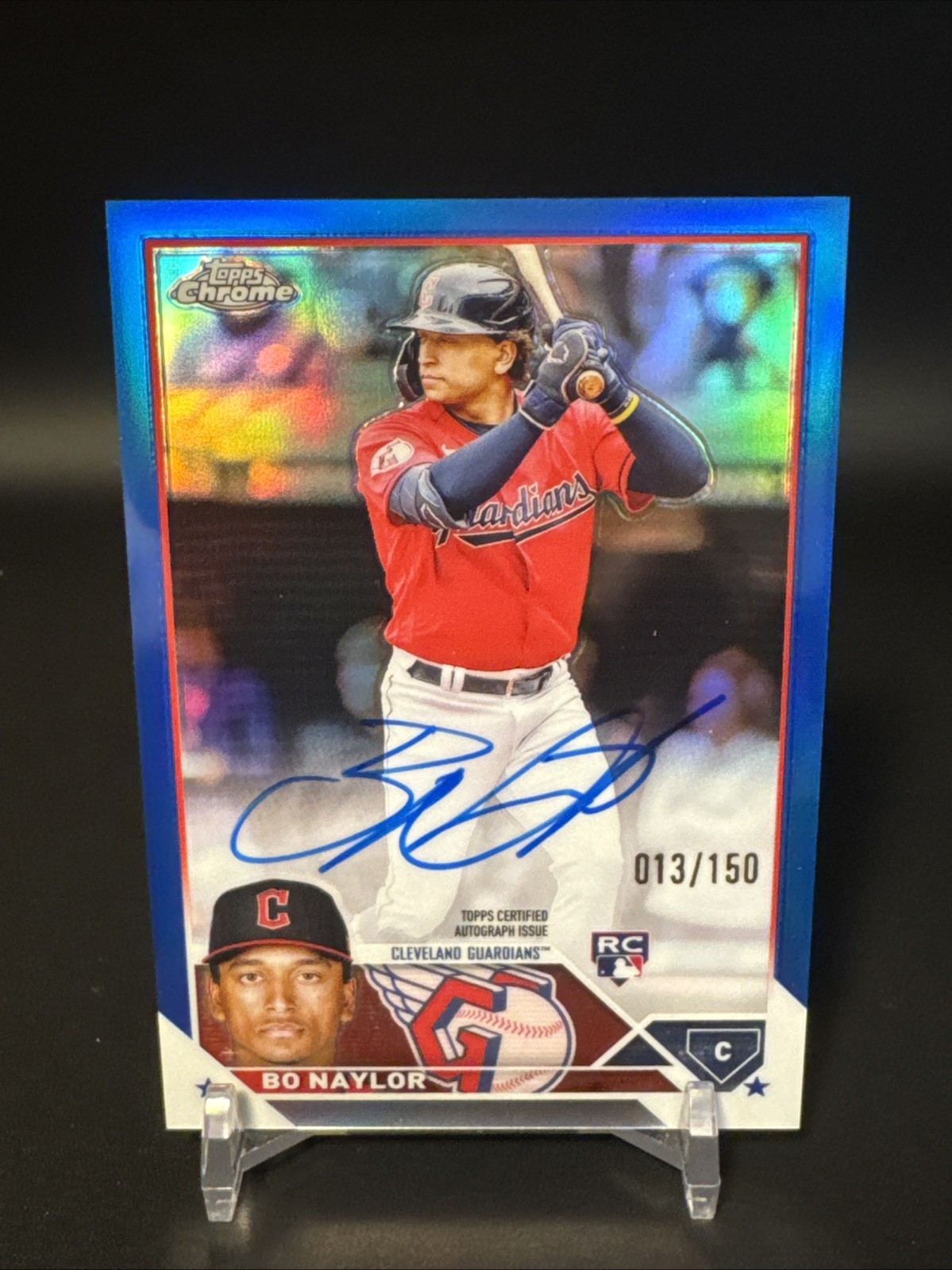 2023 Topps Chrome Update Blue Refractor /150 Bo Naylor #AC-BN Rookie Auto RC