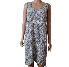 Vintage Y2K Handmade Sleeveless Tank Dress size M/L Black White Geometric Print