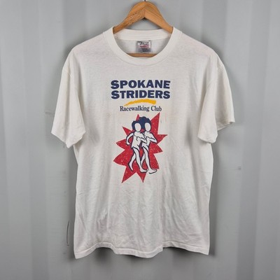 Vintage 90s Spokane Striders Racewalking Club T-Shirt Large Oneita Power 50/50 Tag