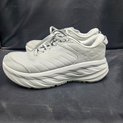 Hoka One One Bondi SR Womens Size 8 Gray White Athletic Leather Shoes Sneakers