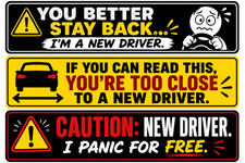 Funny New Driver Bumper Sticker Set 3 Pack