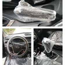 50pcs Disposable Universal Car Transparent Steering Wheel Cover Gear Cover