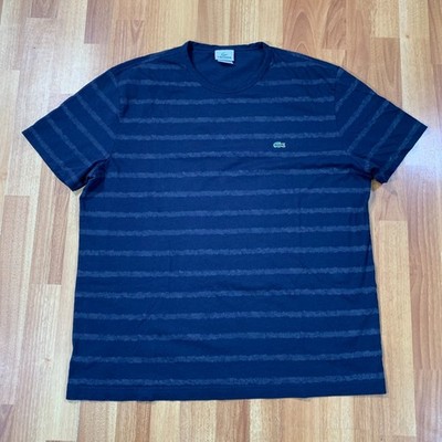 Lacoste Shirt Mens 2XL Size 7 Blue Stripes Short Sleeve Gym