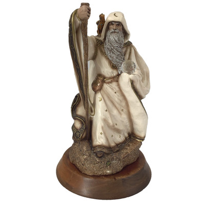 Windstone Editions Large White Wizard With Crystal 13'' By Peña 1986 Retired Rare