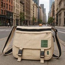 Ecolution Hemp Bag 16" Eco-Friendly Crossbody Satchel Laptop Shoulder Ivory