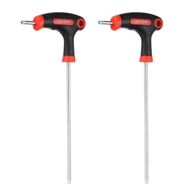 2Pcs, T-Handle Torx Key Wrench T25 CR-V Torx Screwdriver Red Black