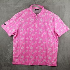 Sunday Swagger Polo Shirt Men's 3XL Stylin Pink Golf Performance Palm Tree