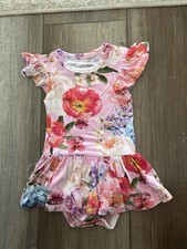POSH PEANUT Floral Dress Romper Size 3/6 Months Bamboo