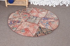 Decorative Rug, 3.3x3.4 ft Red and Blue Check