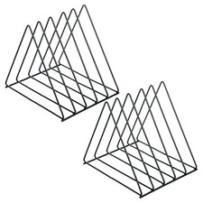 2 Pcs Triangle File Holder,5 Slot Metal Vinyl Record Stand Holder Black