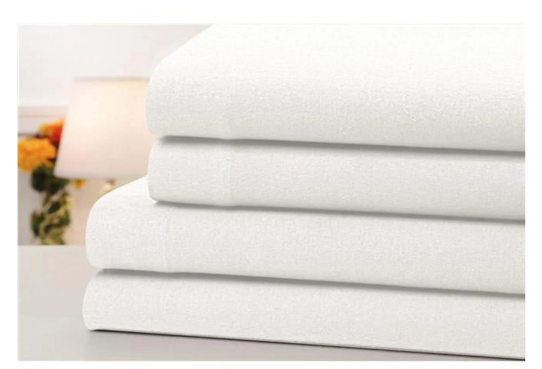 КОМПЛЕКТ ПОСТЕЛЬНОГО БЕЛЬЯ BIBB HOME FLANNEL ИЗ 100% ХЛОПКА, СОСТОЯЩИЙ ИЗ 4 ПРЕДМЕТОВ, QUEEN - БЕЛЫЙ