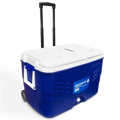 WATERSIDE Kühlbox Thermobox Kühltasche Camping Kühlschrank Eisbox Kühlkiste mit Rädern 62L