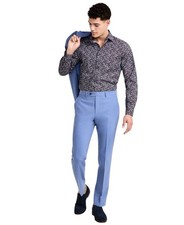 Bar Iii Mens Slim fit Dress Pants 31 / 32 Steel Blue Solid Stretch