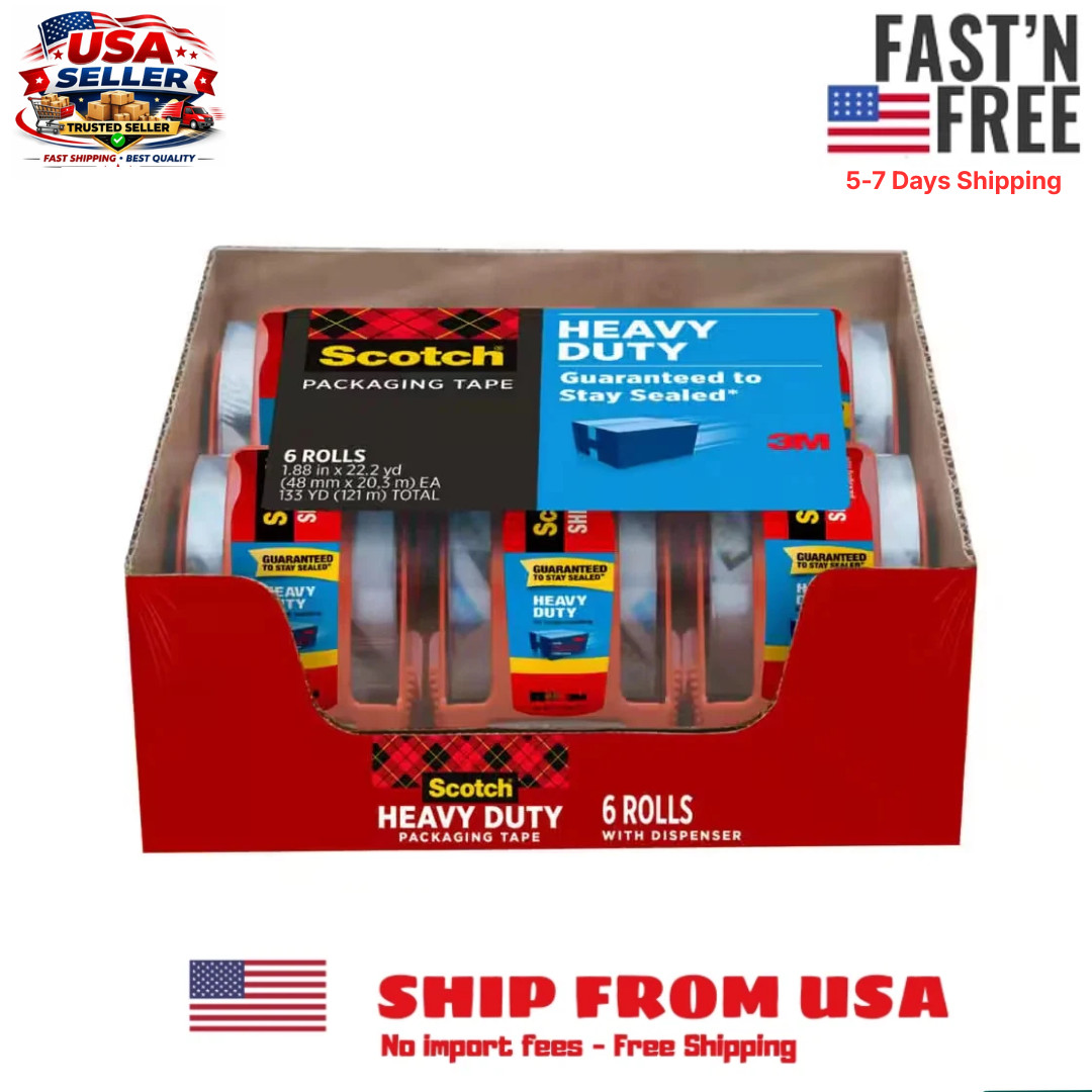 1.88 in. x 66.7 ft. Heavy Duty Shipping Packaging Tape (6-Pack with Dispenser)