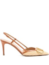 Valentino Garavani Beige Slingback Pumps with 80mm Heel and Logo Detail