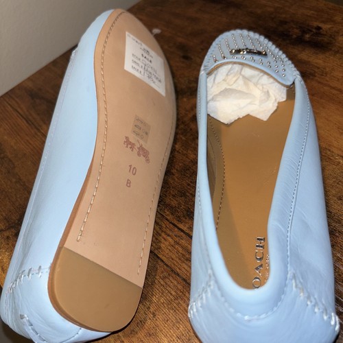Coach Studded Leather Loafer Size 10B Blue Mist Metallic With Right Lift NWT - Picture 7 of 11