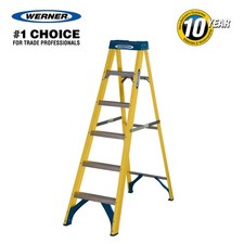 Fibreglass Step Ladder, Electricians Heavy-Duty By Werner 6 Tread 2.59m EN131
