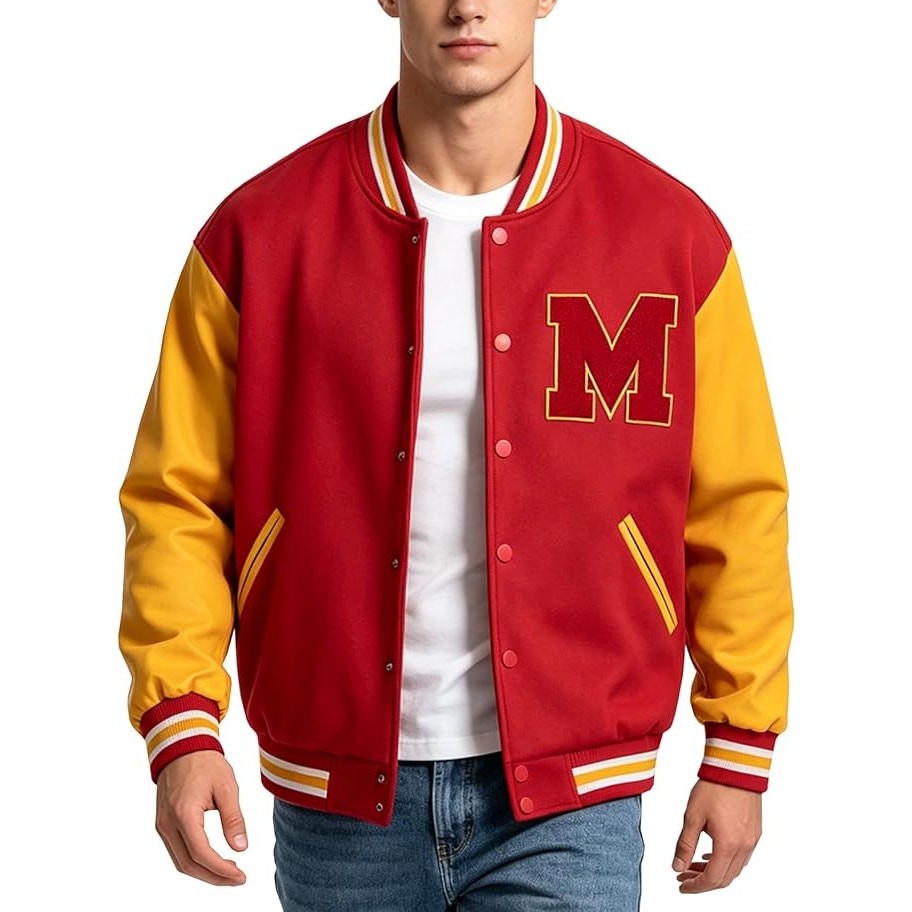 NEW MJ Thriller Varsity Letterman Jacket L Red Yellow Michael Jackson Costume
