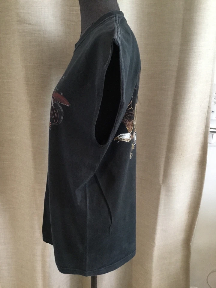 Très Beau Tee Shirt Coton Noir Harley Davidson L Tbe - Photo 3/4