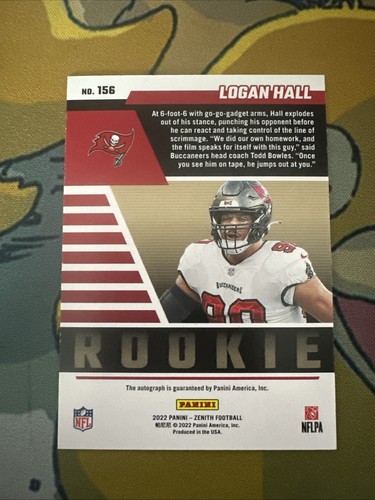 2022 Zenith Red Zone Rookie Auto #156 Logan Hall Tampa Bay Buccaneers - Picture 2 of 2