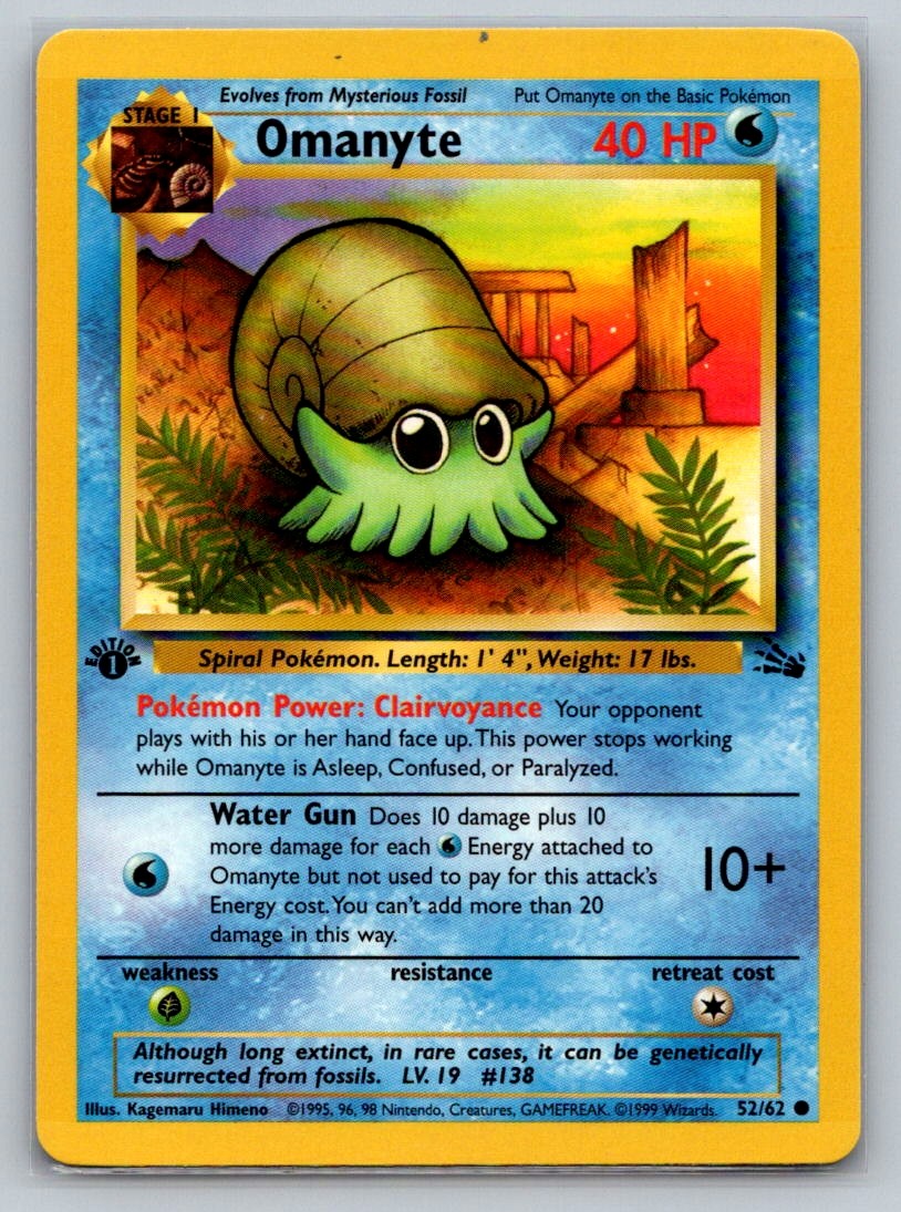 Pokemon Omanyte Common Fossil 52/62 LP