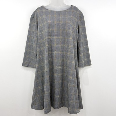 Bryn Walker Dress Women's 2X Plaid Irys Carnaby Fit Flare Lagenlook Stretch