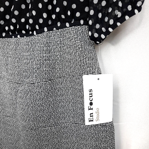 Mini abito vintage Y2K Enfocus trasparente a pois taglia 14P nero bianco grigio nuovo con etichette - Foto 7 di 19