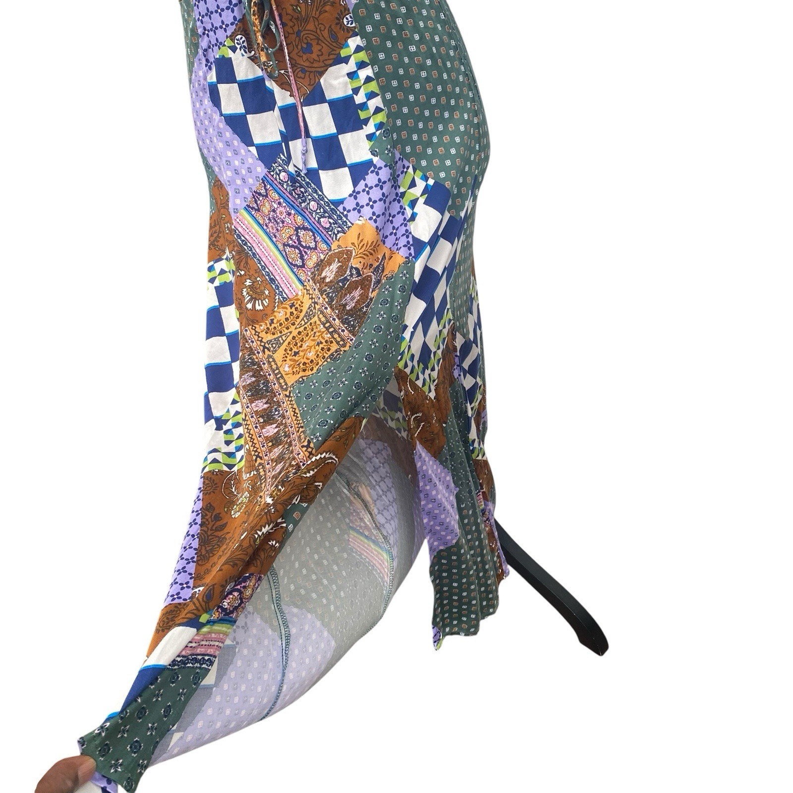 Boho Patchwork Spaghetti Strap Dress Whimsigoth E… - image 4