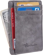 Slim Wallet Front Pocket Minimalist Leather RFID Blocking Medium Size.