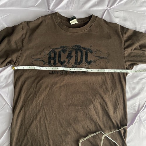 Rockware AC/DC Can't Stop Rock 'n' Roll Graphic T-shirt Brown Tee Men’s Medium - Picture 5 of 6