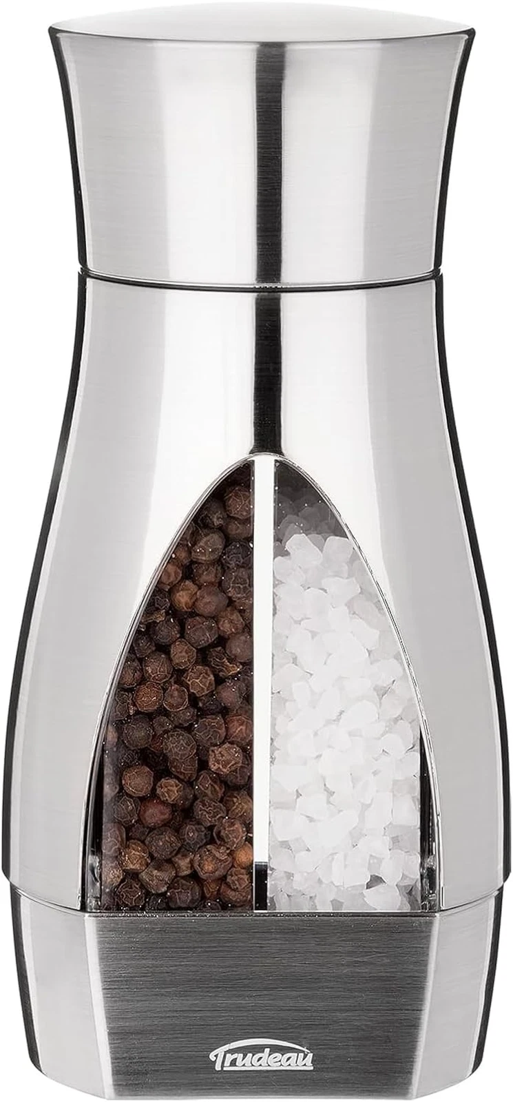 Stainless Steel Manual 2-In-1 Salt and Pepper Mill - 7.5-Inch Space-Saving Grind