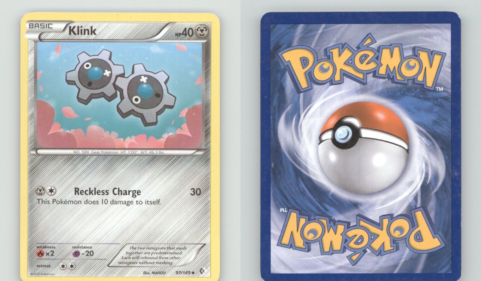 KLINK 97/149 UNCOMMON BOUNDARIES CROSSED POKEMON LIGHTLY PLAYED