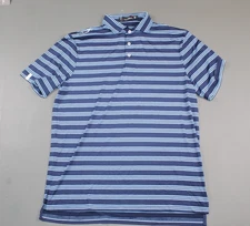 RLX Ralph Lauren Golf Polo Men’s M Navy Blue Stripe Performance Stretch