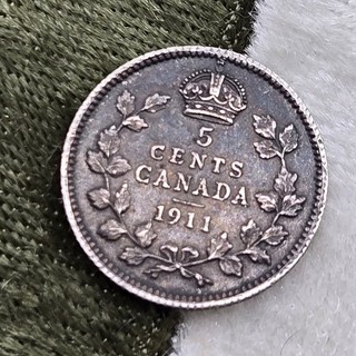 1911 Canada 5 Cents 92.5 World Silver