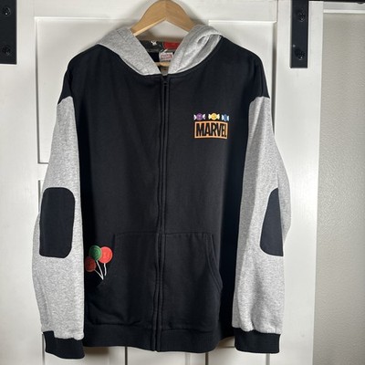 Disney Parks Marvel Zip Hoodie  Adult Sz L  Black Gray Halloween Candy Lollipop
