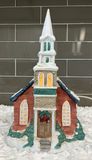 Vintage 1991 Mervyn's Village Square Ceramic Church w/Light - NICE