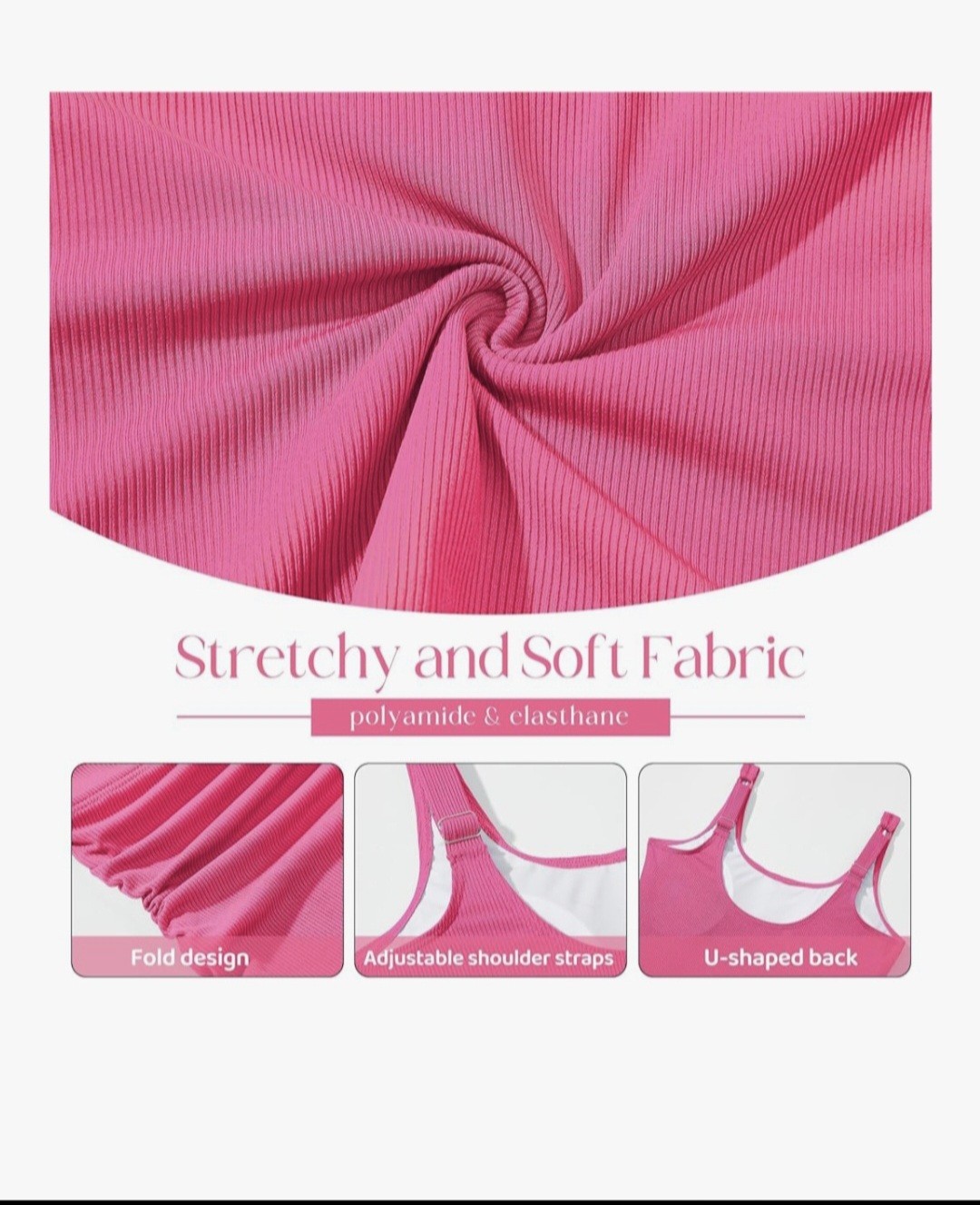 Zando Women's 2-Piece Swimsuit Tankini Size S Hot Pink