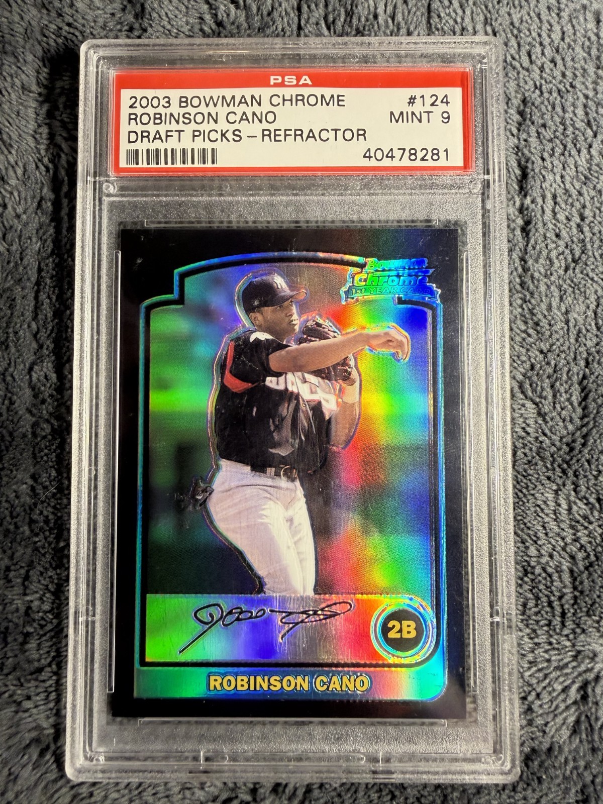 2003 Bowman Chrome Draft Picks Refractor Robinson Cano #124 PSA 9 Yankees RC