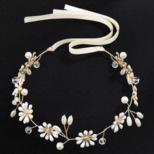 Flower Girl Hair Accessory, Daisy Rhinestone Pearl Flower Girl Headpiece,