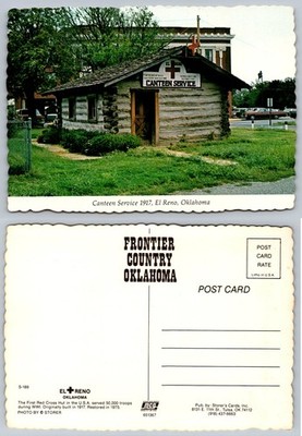 El Reno OK First Red Cross Canteen Service Hut WWI Log Cabin Postcard 1970s