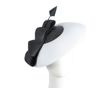 White Black spring racing large plate fascinator by Max Alexander 100 AU Seller