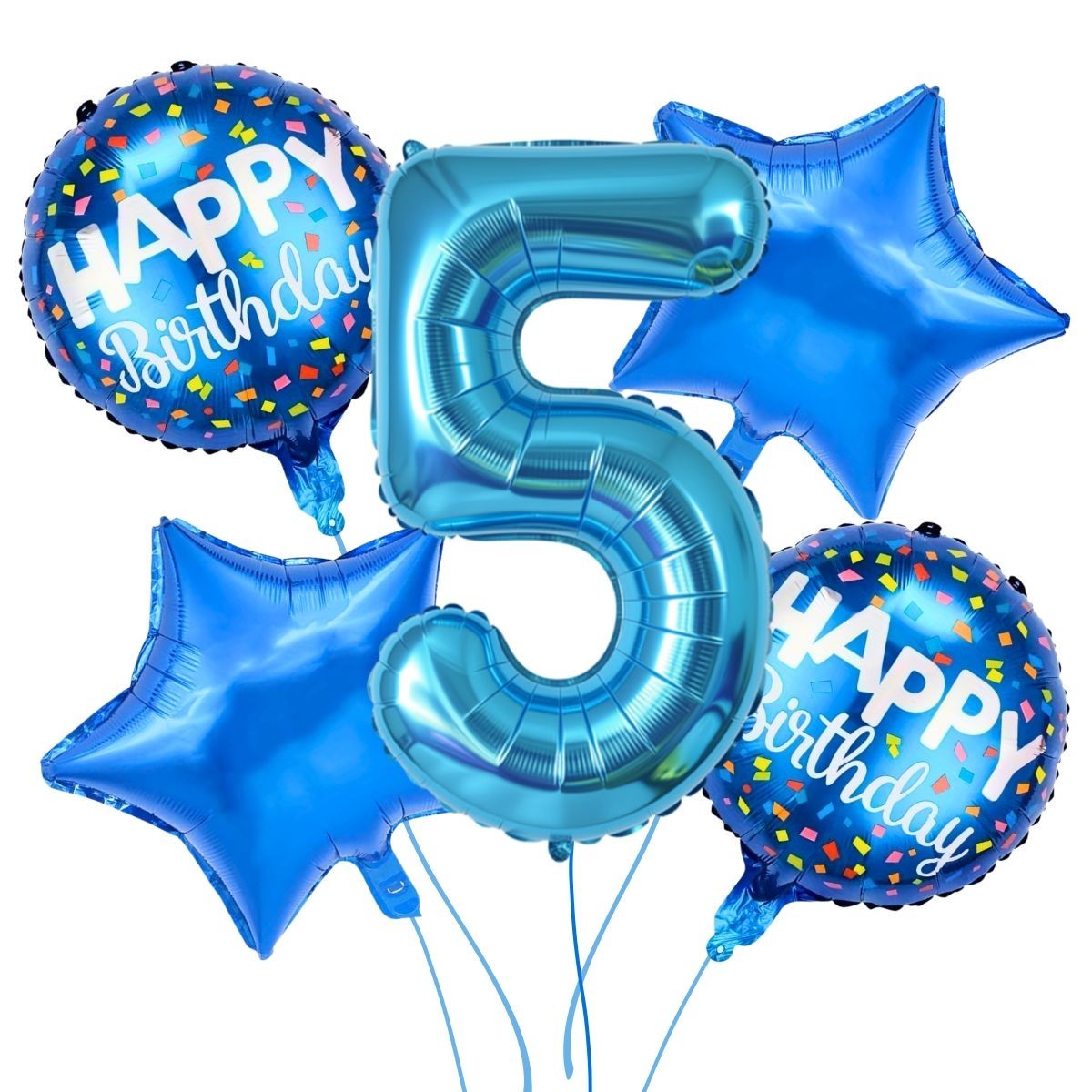 5th Birthday Decorations Boy Blue 5 Happy Birthday Banner Balloon Supplies Set