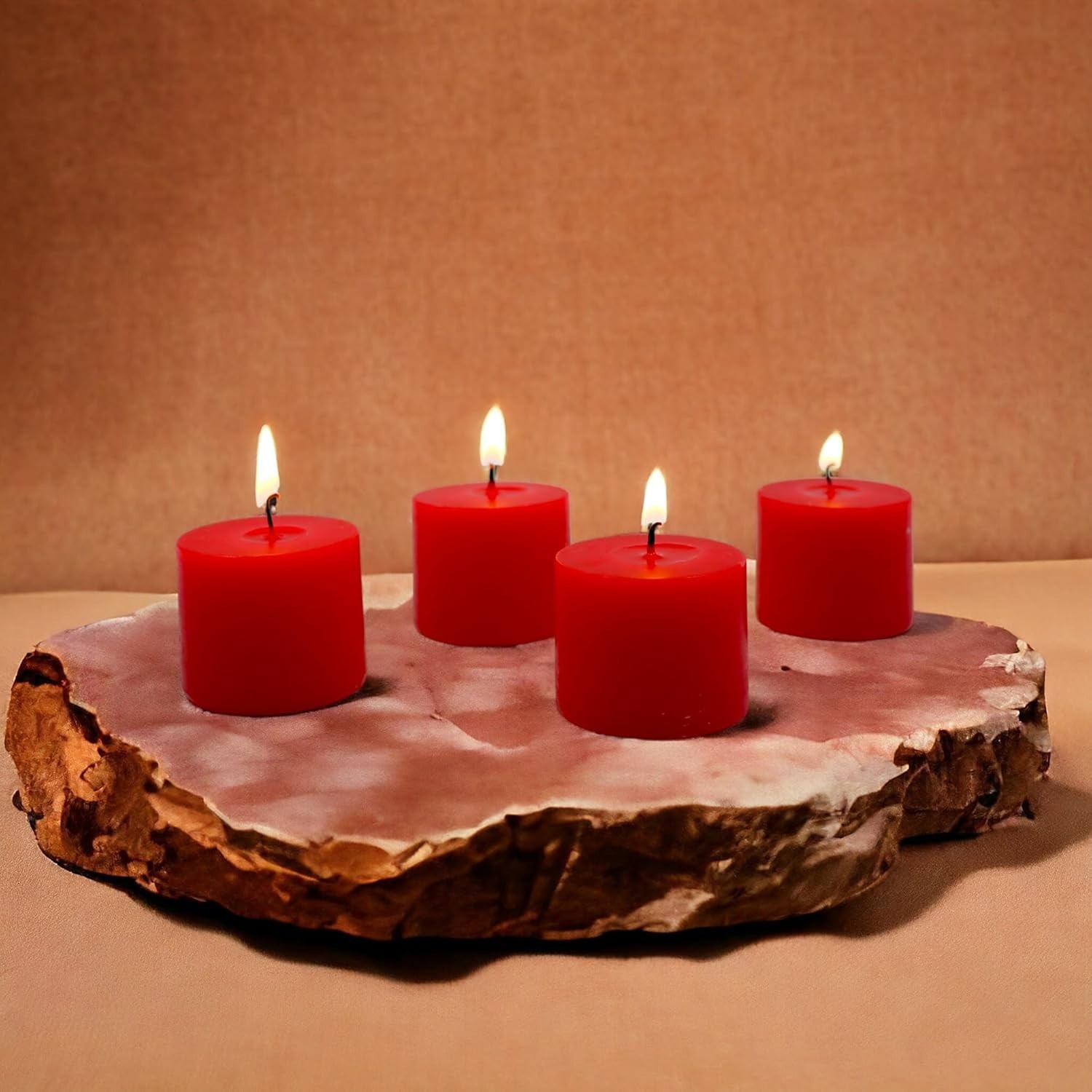 Hosley Set of 72 Unscented Red Votive Candles &ndash; Bulk Pack, Clean-Burning