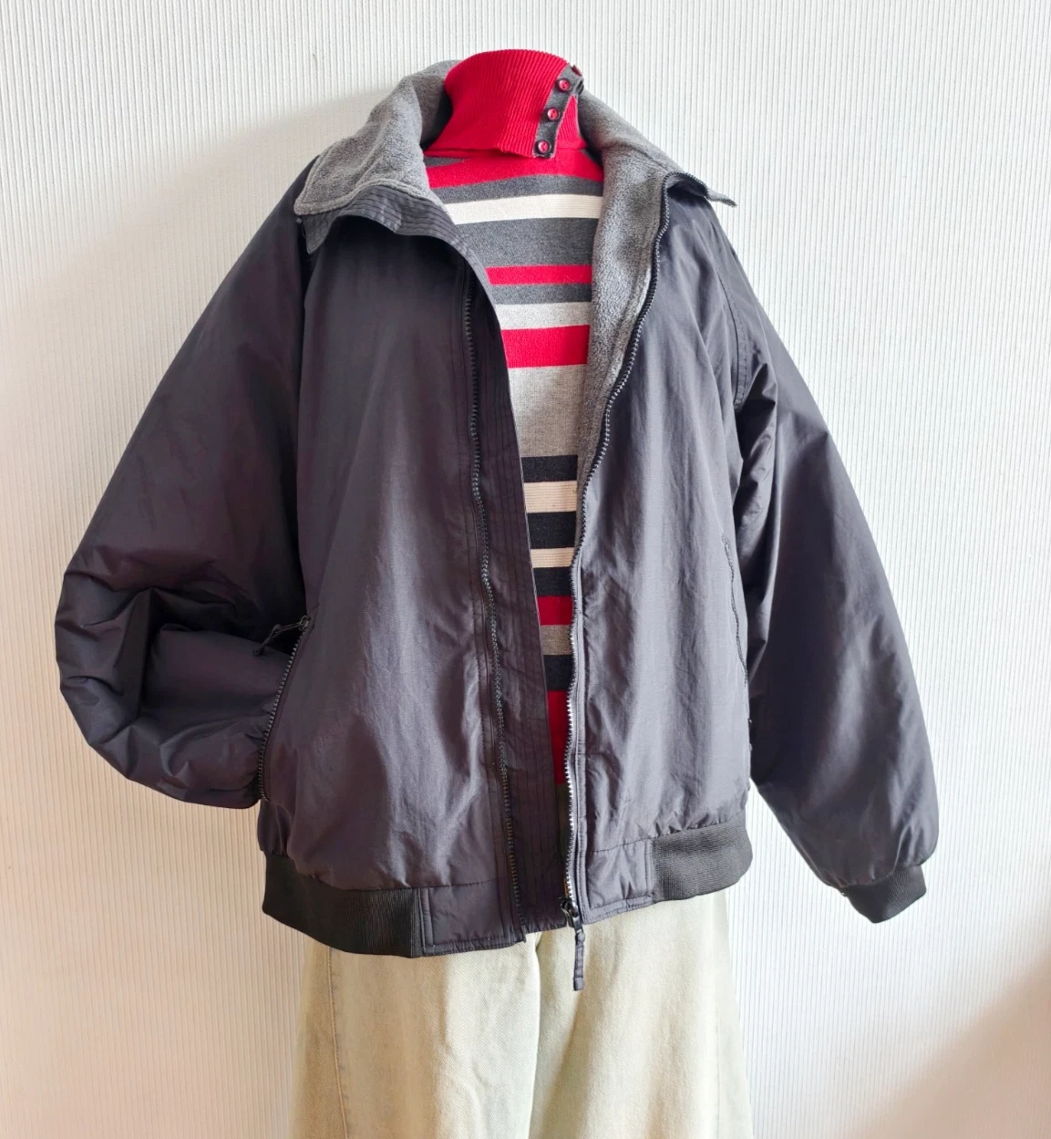 Waterproof Unisex Black Padded Bomber Jacket - Warm Winter Coat, Windproof M-L