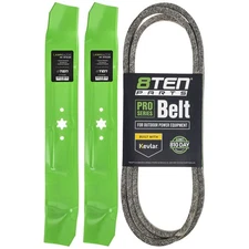 Mower Blades & Deck Belt Kit for Troy-Bilt Super 42 Pony Bronco TB42 7-Speed