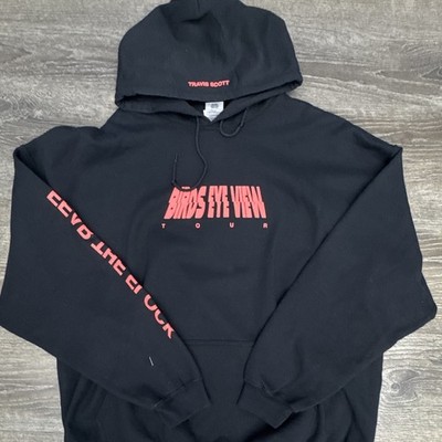 Black Birds Eye View Tour Graphic Print Pullover Hoodie 2XL Unisex Pockets