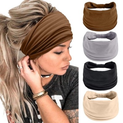 Wide Headbands for Women Black Stylish Head Wraps Boho Thick Hairbands Large Afr